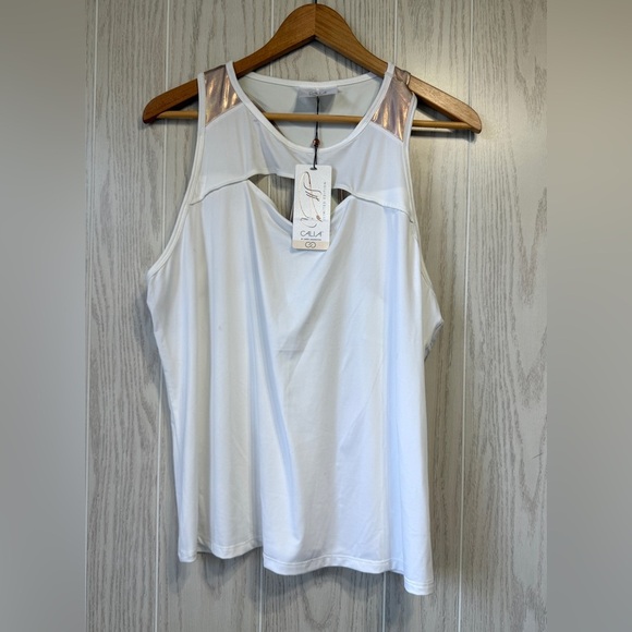 Calia By Carrie Underwood White And Metalic Workout Top Sz XL NWT - Picture 1 of 4